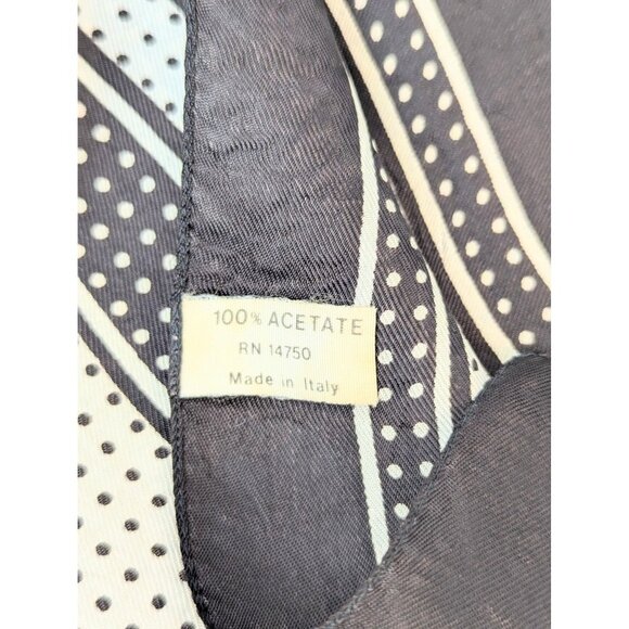 Vintage 1950s Italian Silky 26" Square Brown Polka Dot Scarf Retro MCM Scarf - Picture 5 of 8